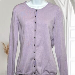 Banana Republic Size Medium Lilac Button-Down Silk Blend Women's Winter Cardigan